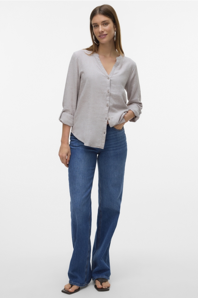 VMLINN LS V-NECK SHIRT WVN NOOS 10323030 MOON ROCK